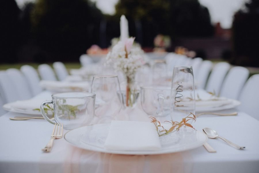 Outdoor wedding dinner table