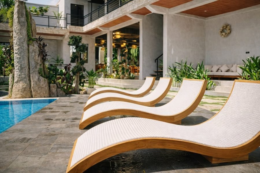 Sunbeds by the pool